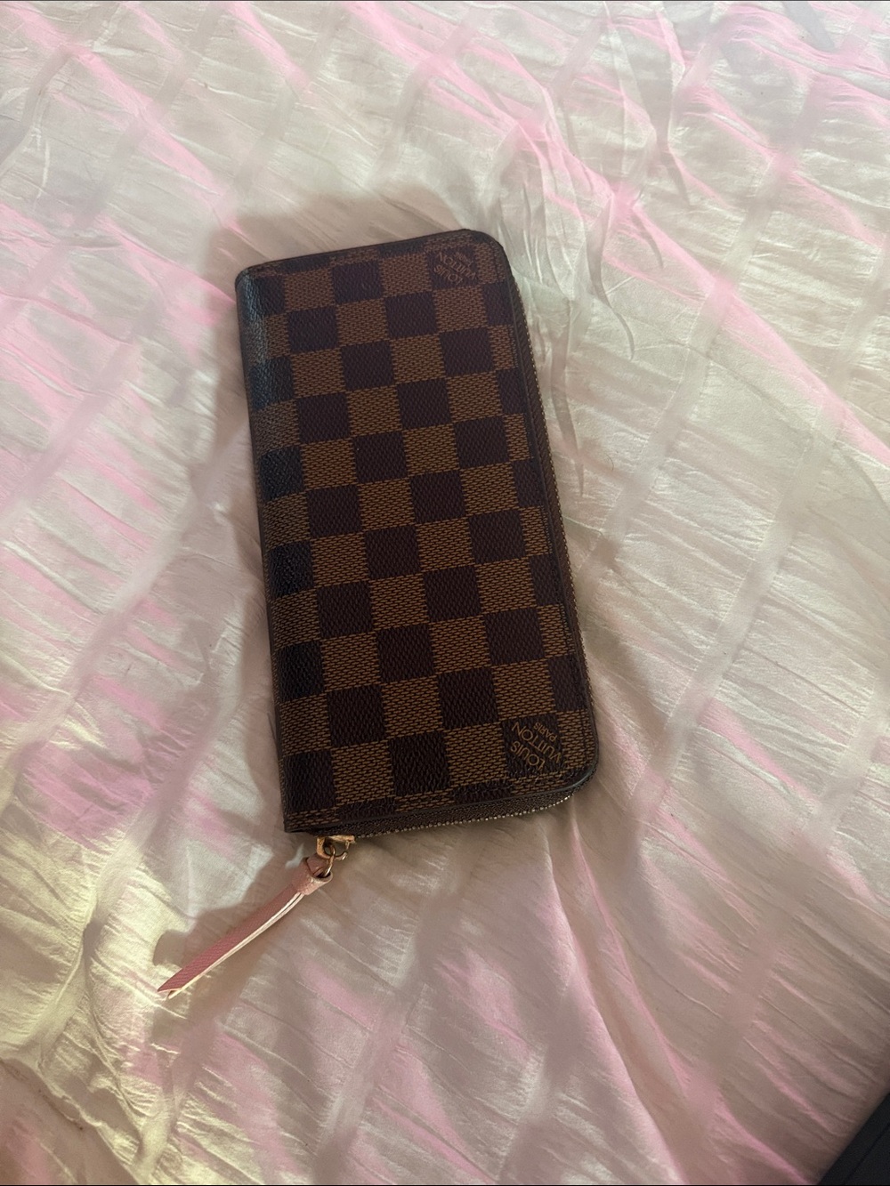 Brown Check Zip-Around Women's Wallet